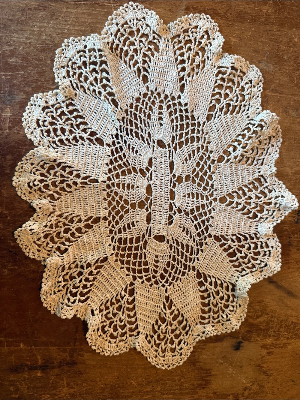 Handmade Crochet Doily - Cream Lace Table Accent